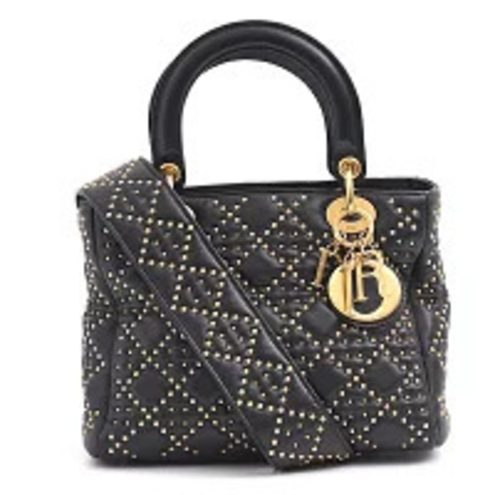 Christian Dior Cannage Lady Studded Bag Black